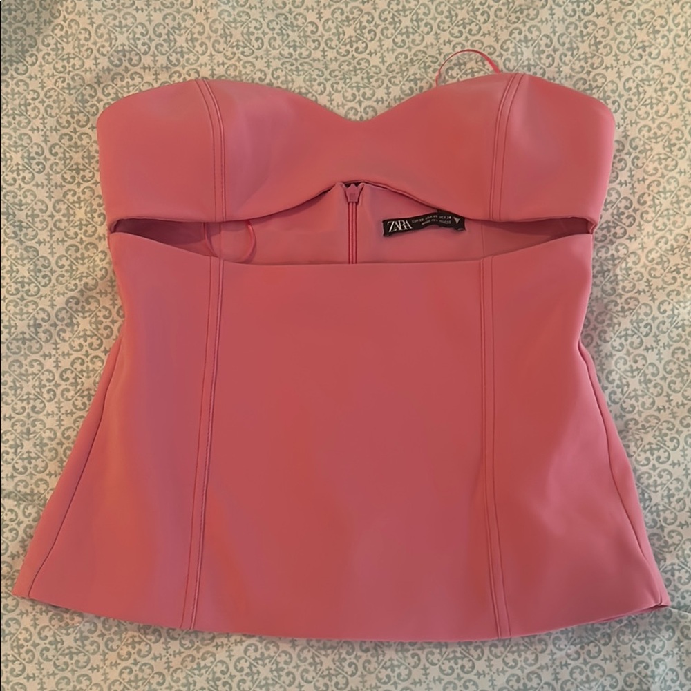 Zara Pink Strapless Top